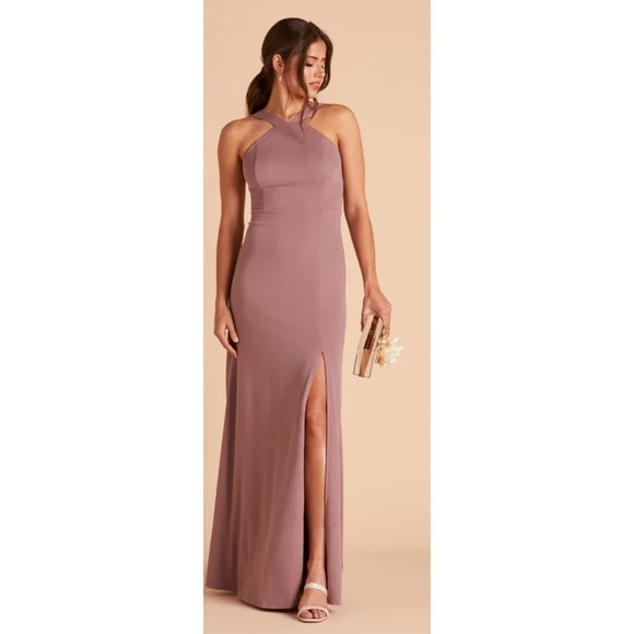 Birdy Grey Gene Bridesmaid Dress XS Dark Mauve Crepe‎ Gown - Picture 3 of 13